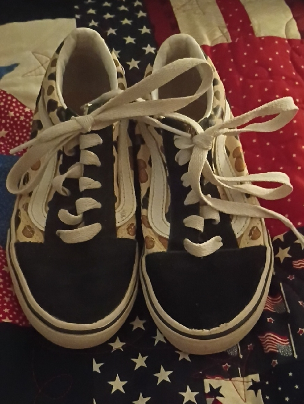 Van's Black & Cream Low-Top Sneakers with Brown Pattern